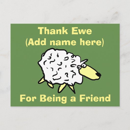 Dank Ewe voor het zijn van een vriend - Fun Sheep  Briefkaart (Voorkant)