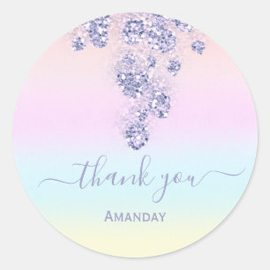 Dank Floral DustyBlue Roze Bruids Sweet 16th Ronde Sticker
