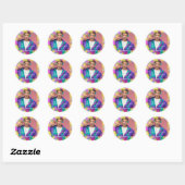 Dank Foto Neon Hot Holograph Zanger Muziek DJ Ronde Sticker (Vel)