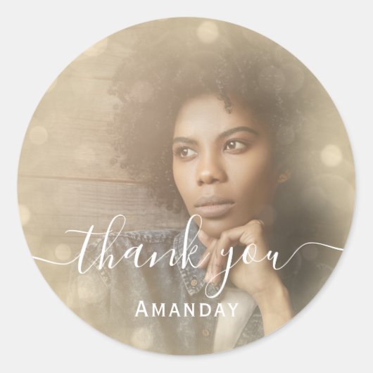 Dank Foto Roze Verjaardagsfeestje Meisjesachtig Ronde Sticker (Voorkant)