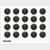 Dank Glitter Monogram 16e Zwart WitGoud Bruids Ronde Sticker (Vel)