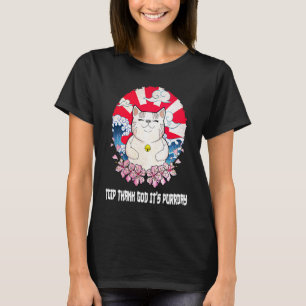 Dank God Het Is Purrday Kat Weekend Kitten Rustdag T-shirt