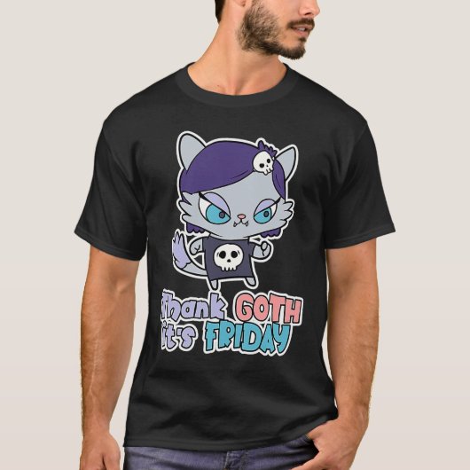 Dank Gothic zijn Vrijdag Alt Kleding Gothic Cat Go T-shirt (Voorkant)