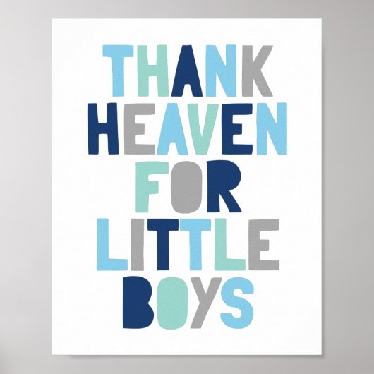 Dank hemel voor kleine jongens, Baby shower Gift Poster (Voorkant)