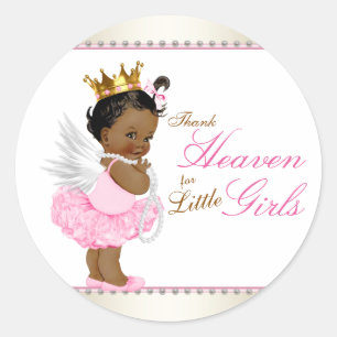 Dank Hemel Voor Kleine Meisjes Etnische Baby Showe Ronde Sticker