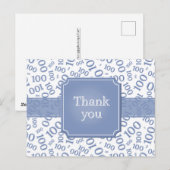 Dank je 100ste Nummer Patroon Blauw/Wit Briefkaart (Voorkant / Achterkant)