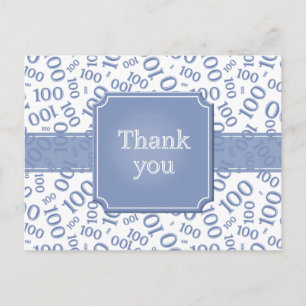 Dank je 100ste Nummer Patroon Blauw/Wit Briefkaart