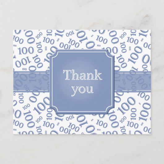 Dank je 100ste Nummer Patroon Blauw/Wit Briefkaart (Voorkant)