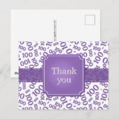 Dank je 100ste Nummer Patroon Paars/Wit Briefkaart (Voorkant / Achterkant)