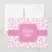 Dank je 100ste Nummer Patroon Roze/Wit Briefkaart (Voorkant / Achterkant)