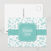 Dank je 100ste Nummer Patroon Teal/Wit Briefkaart (Voorkant / Achterkant)