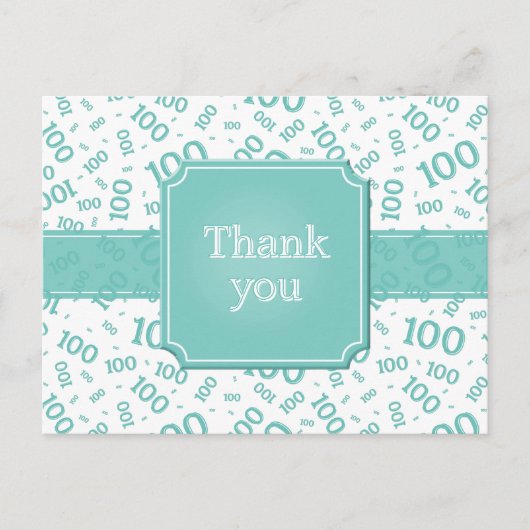 Dank je 100ste Nummer Patroon Teal/Wit Briefkaart (Voorkant)