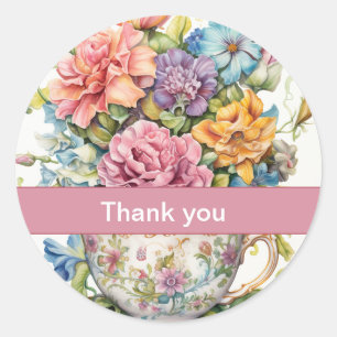 Dank je 12 Beker bloemen Hershey's Miniaturen Ronde Sticker