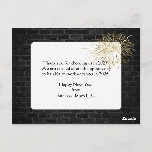 Dank je 2026 Nieuwjaar Neon Bord Briefkaart (Achterkant)