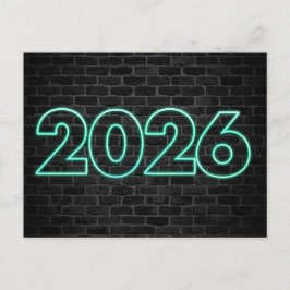Dank je 2026 Nieuwjaar Neon Bord Briefkaart