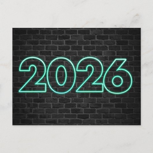 Dank je 2026 Nieuwjaar Neon Bord Briefkaart (Voorkant)