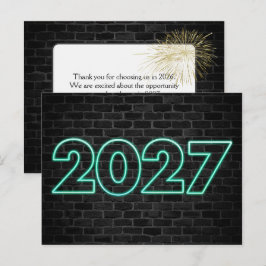 Dank je 2027 Nieuwjaars Neon Bord Briefkaart