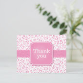 Dank je 25 Nummer Patroon Roze/Wit Briefkaart (Staand voorkant)