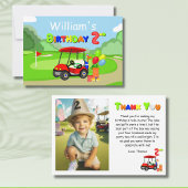 Dank je 2de verjaardag rode golfkar jongens kaart