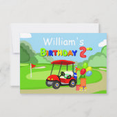 Dank je 2de verjaardag rode golfkar voor jongens k bedankkaart (Achterkant)