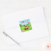 Dank Je 2e Verjaardag Rode Golfkar Jongen Vierkante Sticker (Envelop)