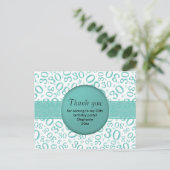 Dank je 30 Willekeurig getallenpatroon Turquoise/W Briefkaart (Staand voorkant)
