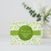 Dank Je 30e groen/wit verjaardagsnummer patroon Briefkaart (Staand voorkant)