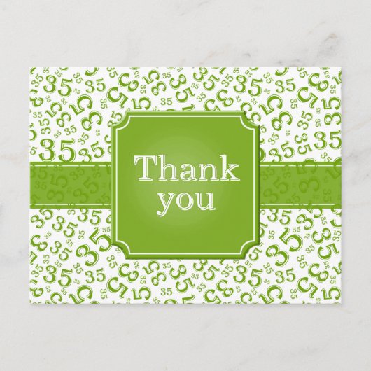 Dank je 35 Nummer Patroon Groen/Wit Briefkaart (Voorkant)