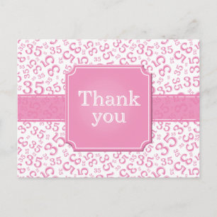 Dank Je 35 Nummer Patroon Turkoois/Wit Briefkaart