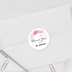 Dank je, 3,8 cm Roze Afgunst of Bruiloftsgeschenk  Ronde Sticker