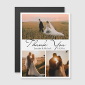 dank je 3 foto's modern script huwelijksmagneet (Voorkant / Achterkant)