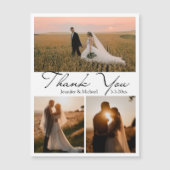 dank je 3 foto's modern script huwelijksmagneet (Voorkant)