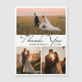 dank je 3 foto's modern script huwelijksmagneet