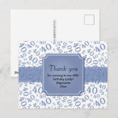 Dank Je 40 Nummer Patroon Blauw/Wit Briefkaart (Voorkant / Achterkant)