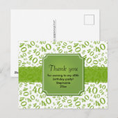 Dank Je 40 Nummer Patroon Groen/Wit Briefkaart (Voorkant / Achterkant)