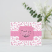 Dank Je 40 Nummer Patroon Roze/Wit Briefkaart (Staand voorkant)