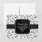 Dank Je 40 Nummer Patroon Zwart/Wit Briefkaart (Voorkant / Achterkant)