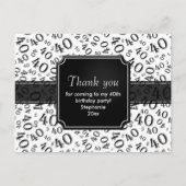 Dank Je 40 Nummer Patroon Zwart/Wit Briefkaart (Voorkant)