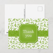 Dank je 45 Nummer Patroon Groen/Witte Postkaart (Voorkant / Achterkant)