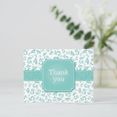 Dank je 45 Nummer Patroon Turquoise/Wit Briefkaart (Staand voorkant)