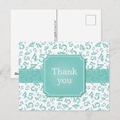 Dank je 45 Nummer Patroon Turquoise/Wit Briefkaart (Voorkant / Achterkant)