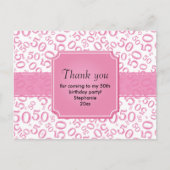 Dank Je 50 Willekeurig Getal Patroon Roze/Wit Briefkaart (Voorkant)