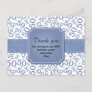 Dank Je 50 Willekeurig Nummer Patroon Blauw/Wit Briefkaart