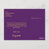 Dank je 50ste verjaardag kaart op paars goud (Achterkant)