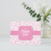 Dank je 55 Nummer Patroon Roze/Wit Briefkaart (Staand voorkant)