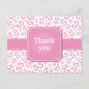 Dank je 55 Nummer Patroon Roze/Wit Briefkaart
