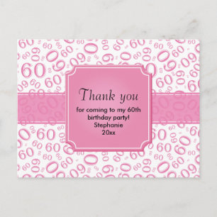 Dank Je 60 Willekeurig Nummer Patroon Roze/Wit Briefkaart