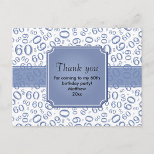 Dank Je 60 Willekeurig Nummer Patroon Teal/Wit Briefkaart