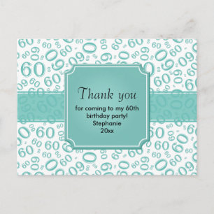 Dank Je 60 Willekeurig Nummer Patroon Teal/Wit Briefkaart