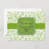 Dank je: 60e verjaardag cijferpatroon blauw/wit briefkaart (Voorkant / Achterkant)